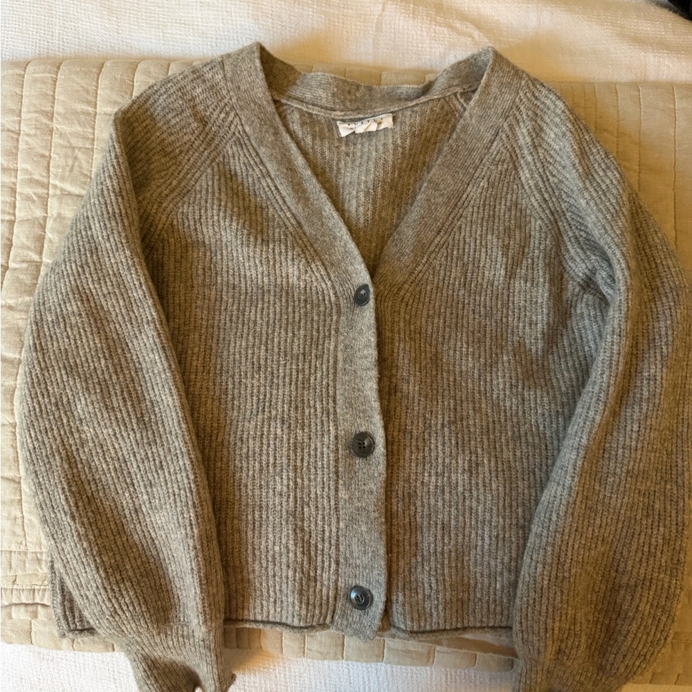 Velvet by Graham & Spencer Taupe Ribbed Cardigan